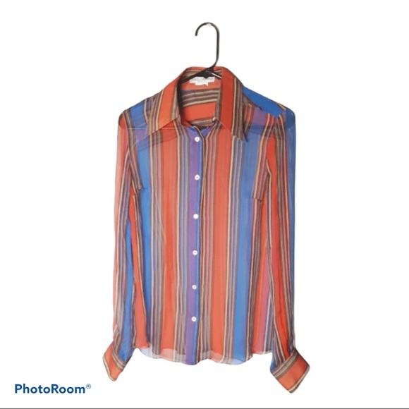 Dolce & Gabbana Tops - Dolce & Gabbana Sheer Silk Multi Striped Blouse